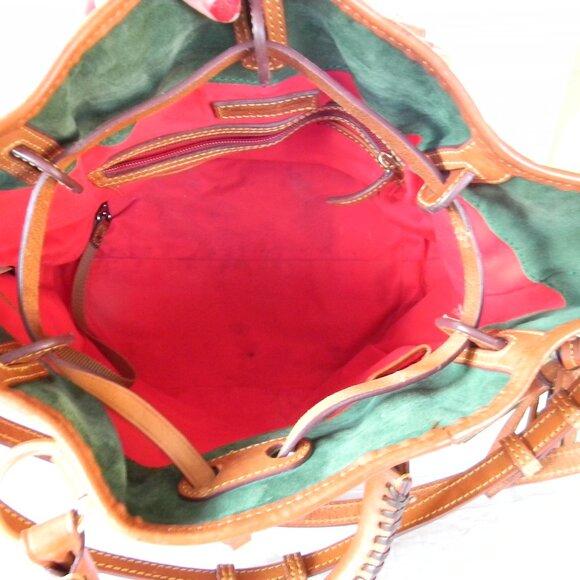 DOONEY & BOURKE FLORENTINE NATURAL TAN LEATHER BUCKLEY BUCKET DRAWSTRING BAG - Picture 15 of 16